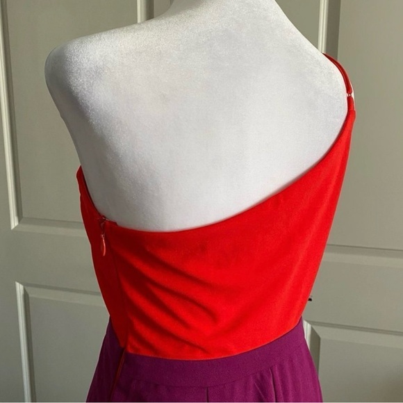 Maniju Colorblock One Shoulder Dress - Size S (Red/Purple) - Picture 5 of 10